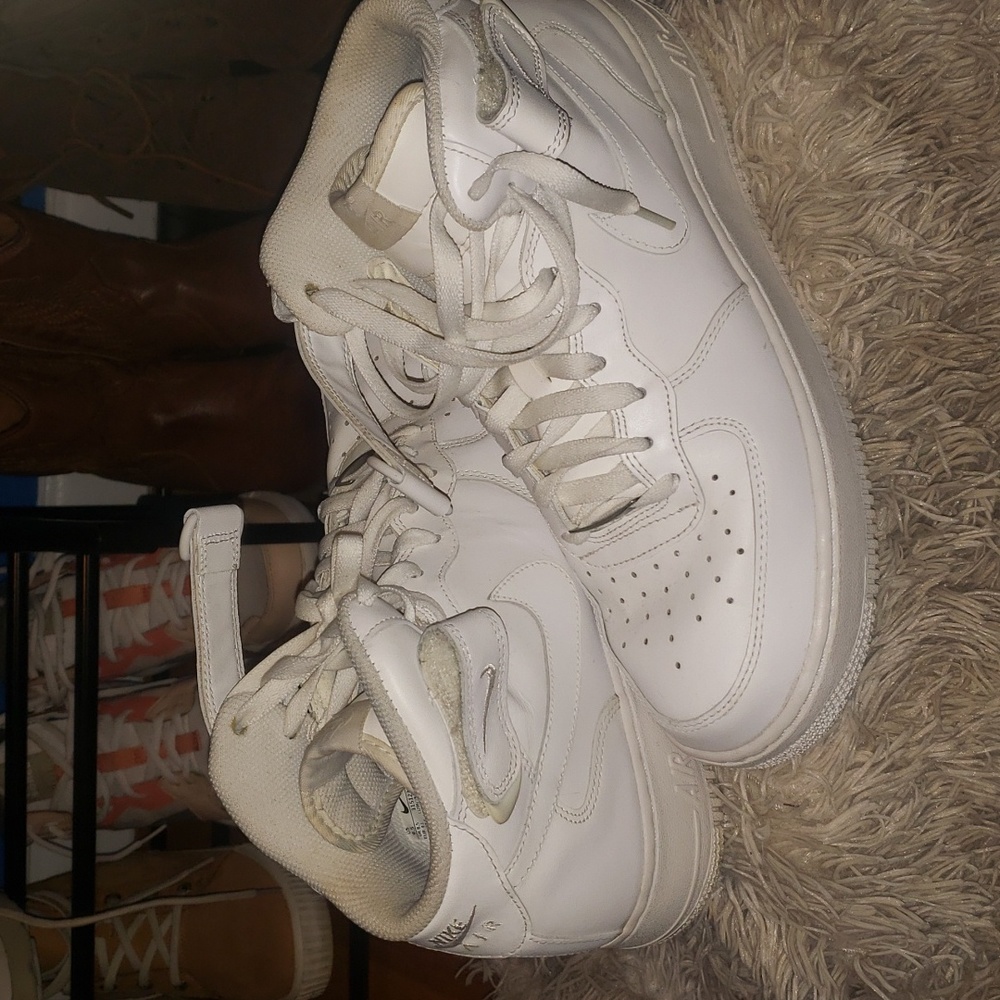Nike all white Air Force ones Size 10